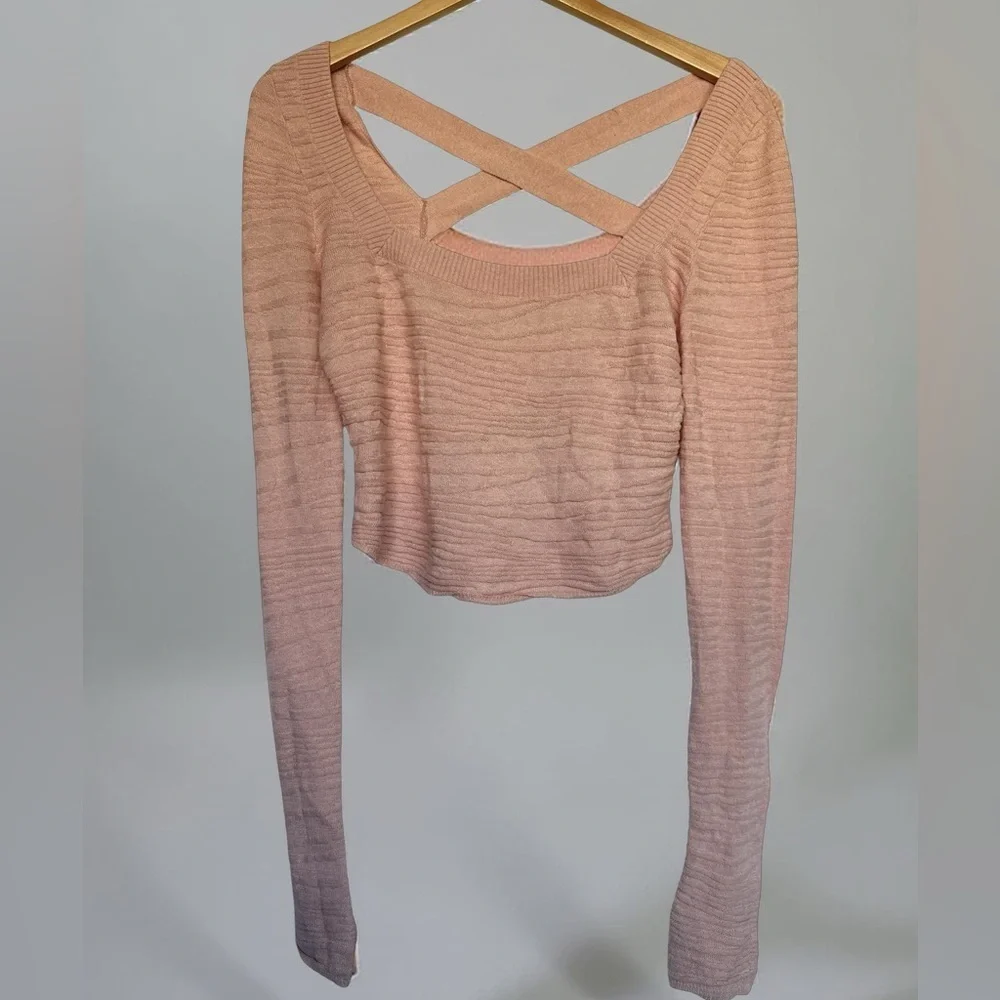 Free People Blush Pink Crisscross Back Blouse
